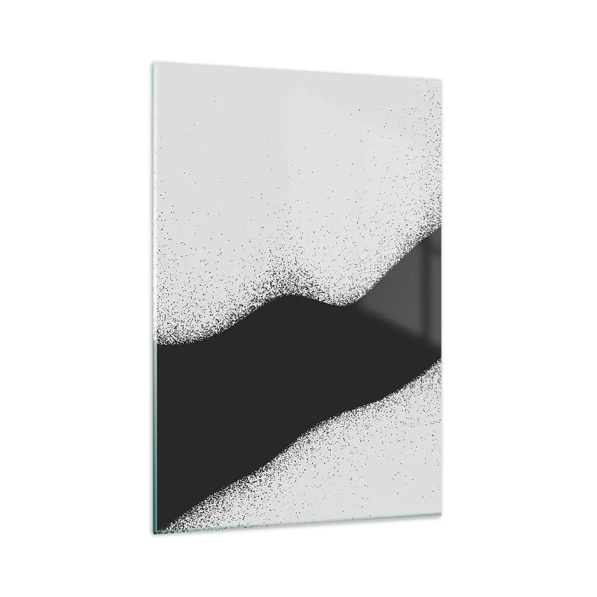Glasbild - Bild auf glas - Abstraktes schwarz-weißes Muster mit zarten Punkten auf Leinwand - 80x120cm - Flüssiges Gleichgewicht - Moderne Wanddekoration für Wohnzimmer und Schlafzimmer ARTTOR