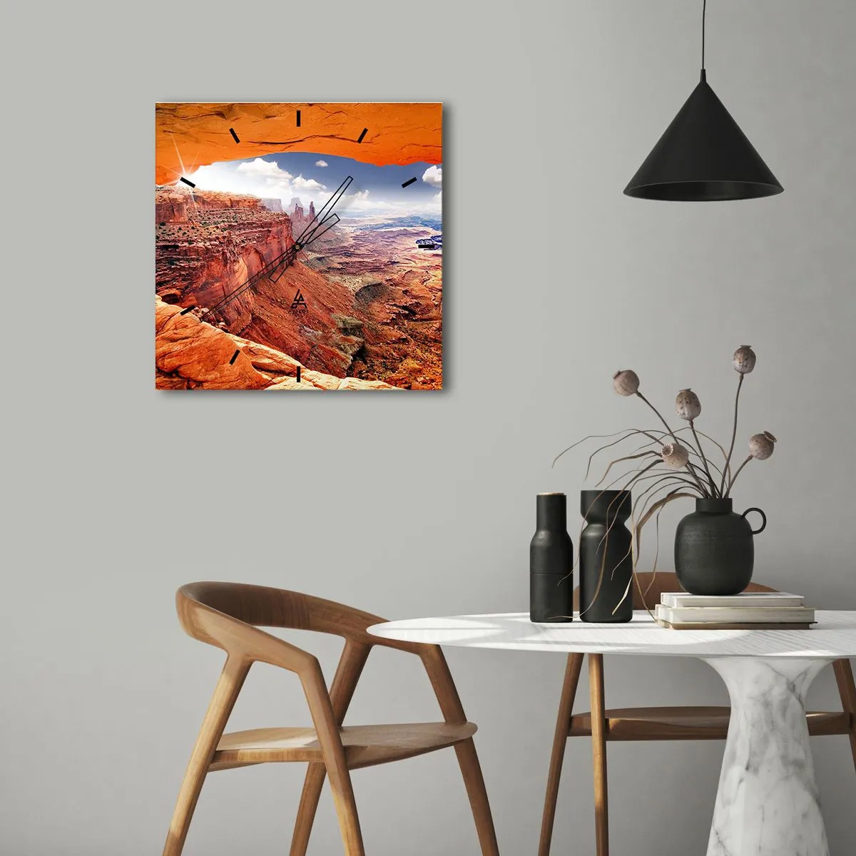 Wanduhr - Glasuhr - Von der Natur selbst geschnitzt - 30x30 cm