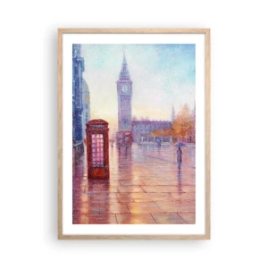 Poster in einem Rahmen aus heller Eiche - Londoner Herbsttag - 50x70 cm
