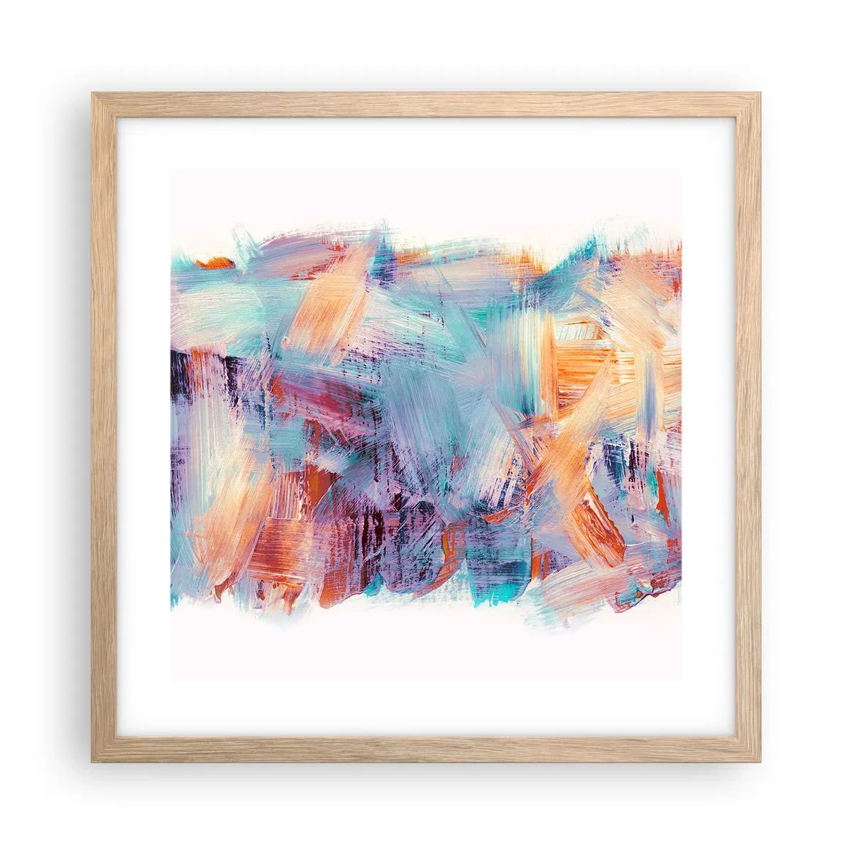 Poster in einem Rahmen aus heller Eiche - Buntes Durcheinander - 40x40 cm