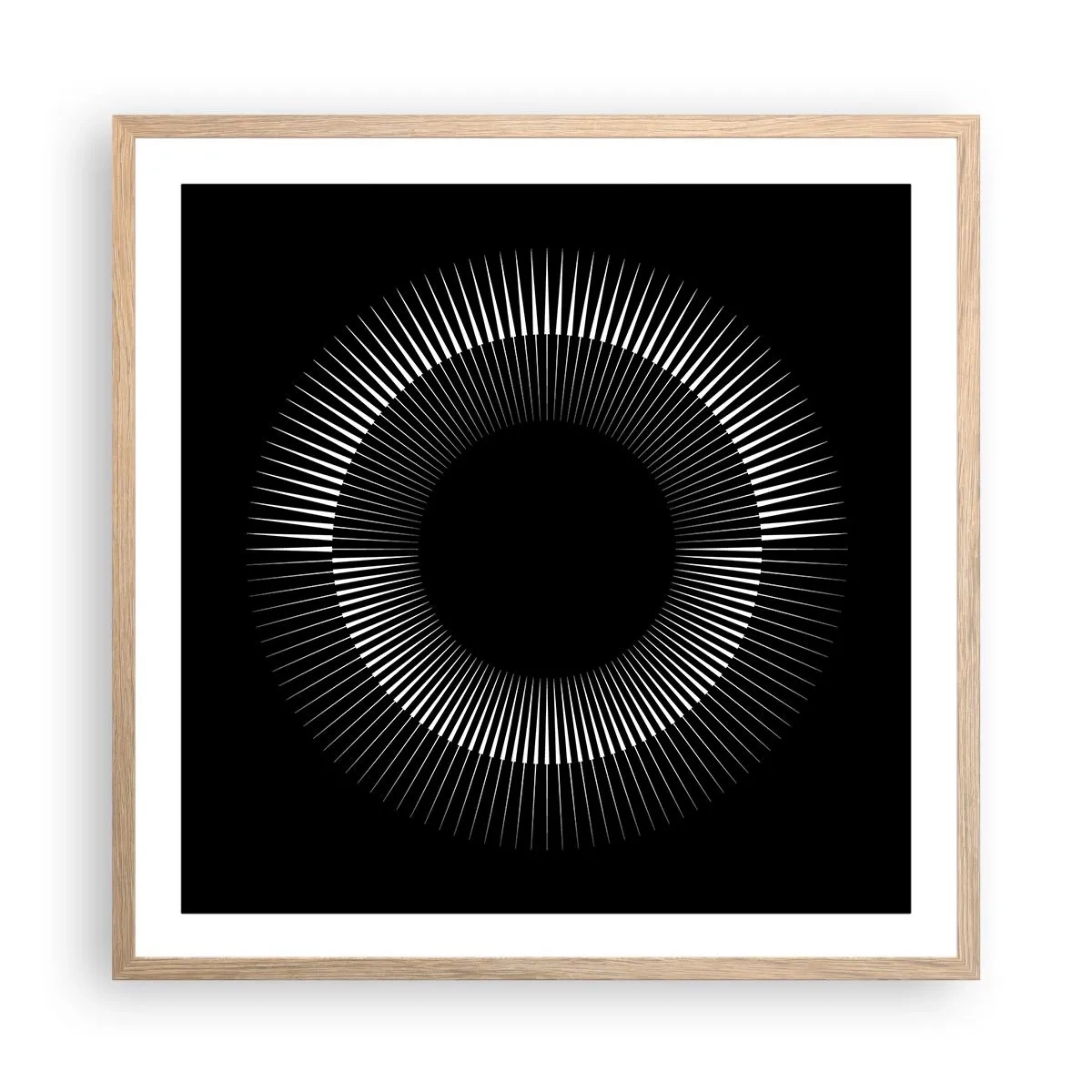 Poster in einem Rahmen aus heller Eiche - Schwarze Sonne - 60x60 cm