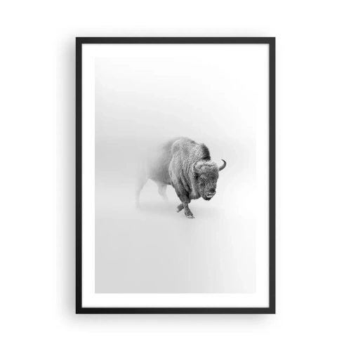 Poster in einem schwarzem Rahmen - Eine minimalistische Interpretation des Bisons - 50x70cm - König der Prärie - Moderne Wanddekoration für Wohnzimmer und Schlafzimmer ARTTOR
