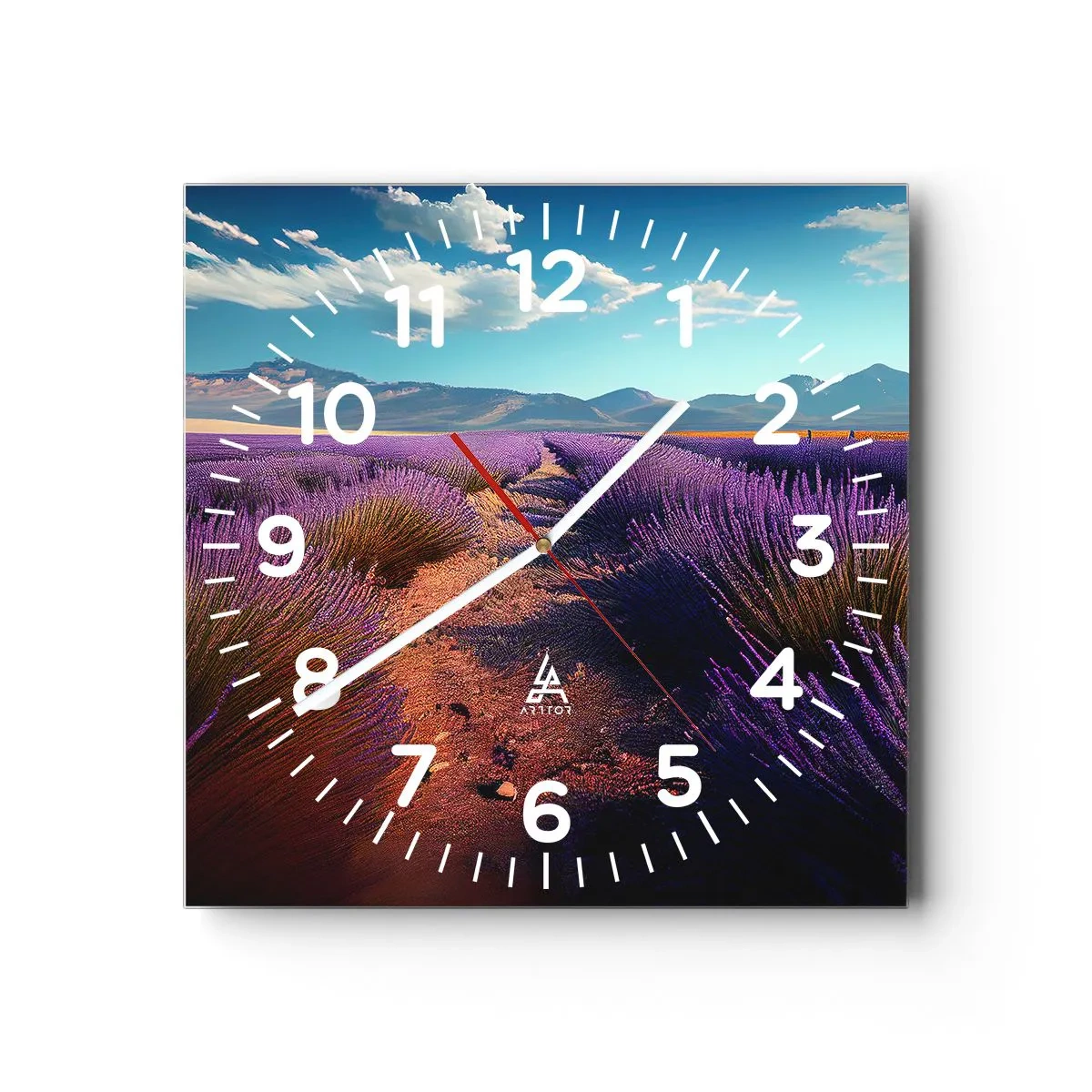 Wanduhr - Glasuhr - Duftende Felder - 40x40 cm