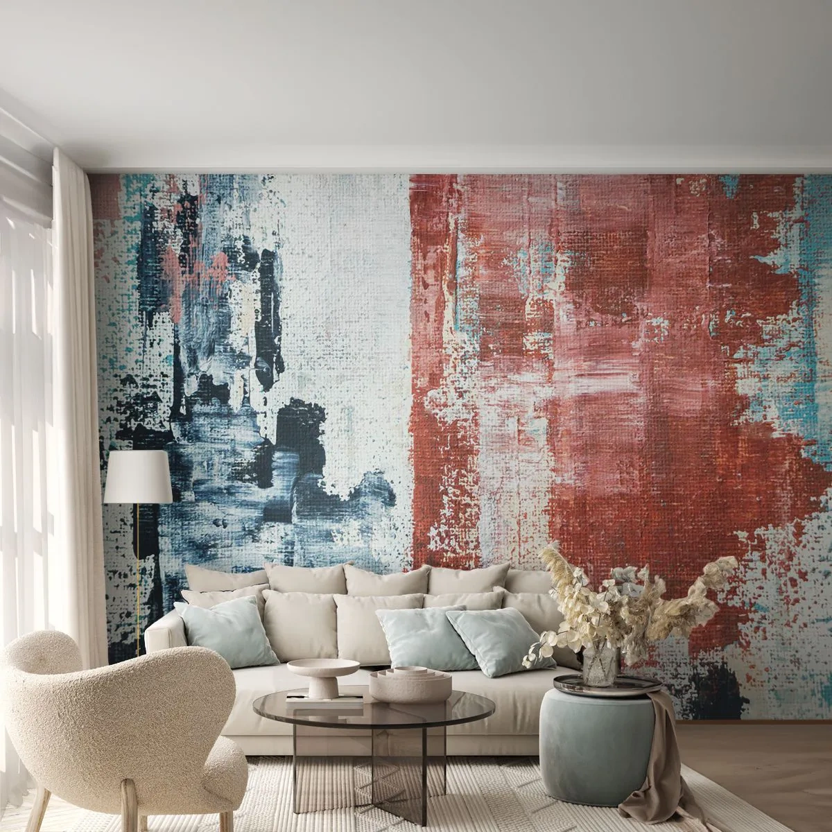 Fototapete Premium Canvas - Fünfzig-Fünfzig abstrakt - Abstraktion, Stück, Malerei - 250x175 cm