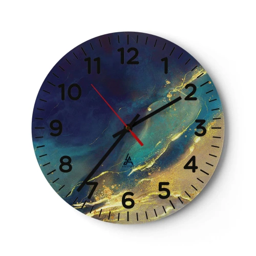 Wanduhr - Glasuhr - Der goldene Teich - 40x40 cm