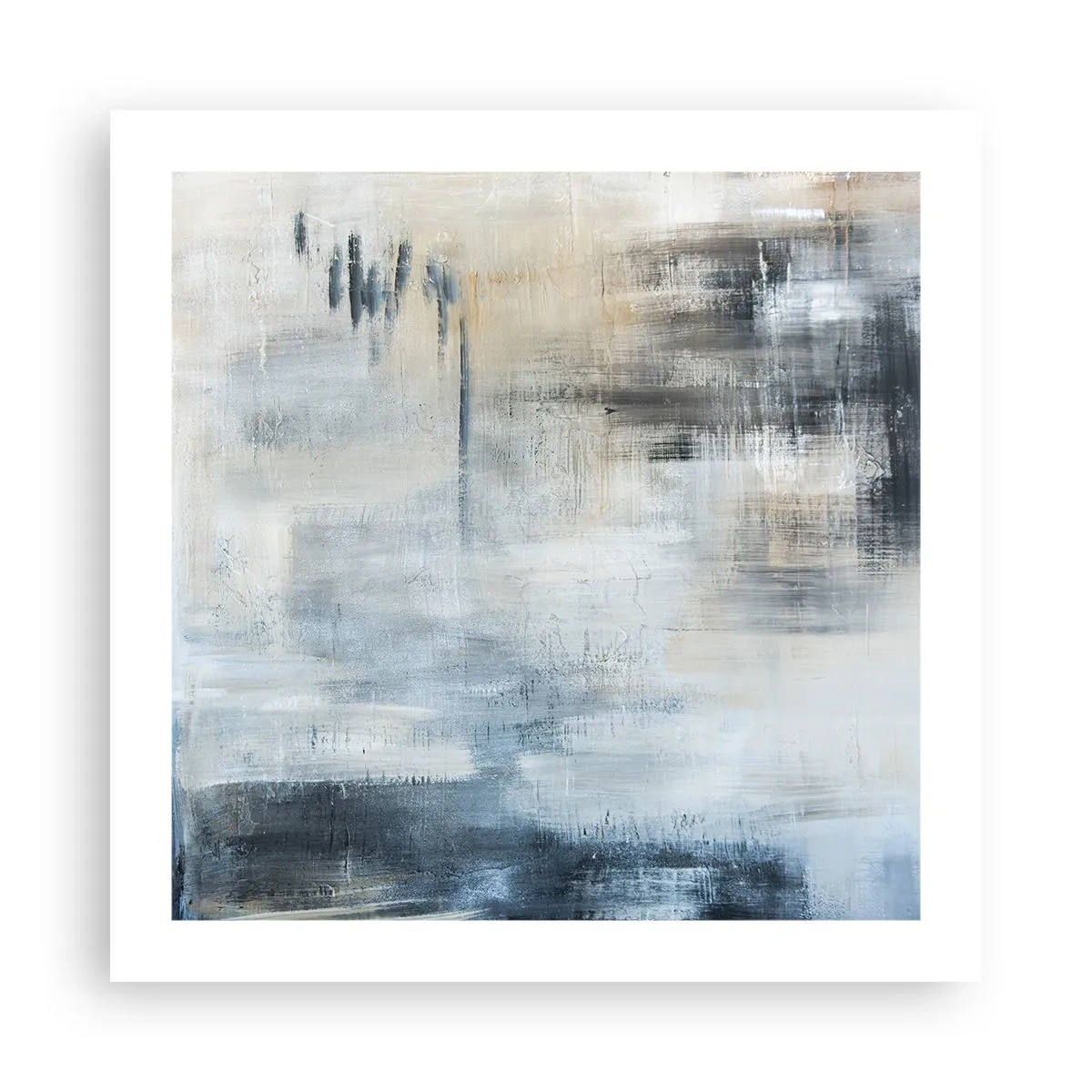 Poster - Hinter dem blauen Vorhang - 50x50 cm