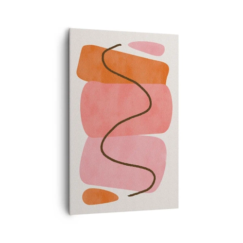 Bild auf Leinwand - Leinwandbild - Abstrakte Formen in Rosa- und Orangetönen - 80x120cm - Sanfte Bewegung der Formen - Moderne Wanddekoration für Wohnzimmer und Schlafzimmer ARTTOR
