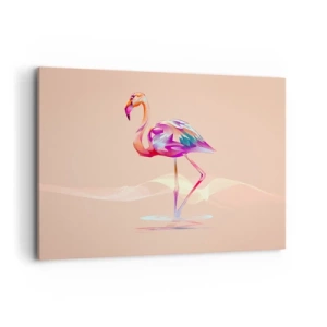Bild auf Leinwand - Leinwandbild - Ein abstrakter Flamingo in hellen Pastellfarben. - 120x80cm - Der Vogel der guten Gefühle - Moderne Wanddekoration für Wohnzimmer und Schlafzimmer ARTTOR
