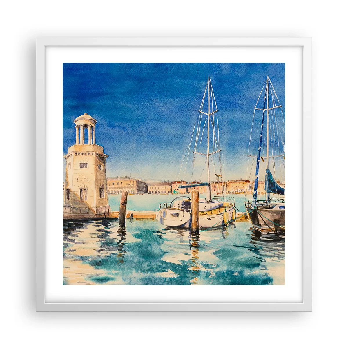 Poster in einem weißen Rahmen - Sonnige Lagune - 50x50 cm