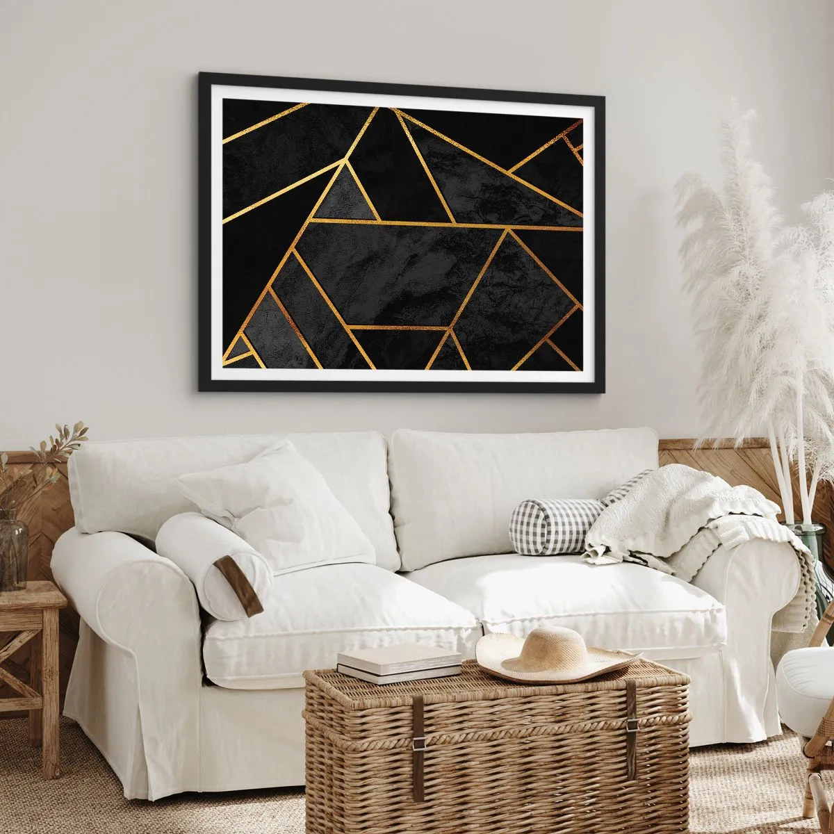 Poster in einem schwarzem Rahmen - Dunkelheit und Glanz - 50x40 cm