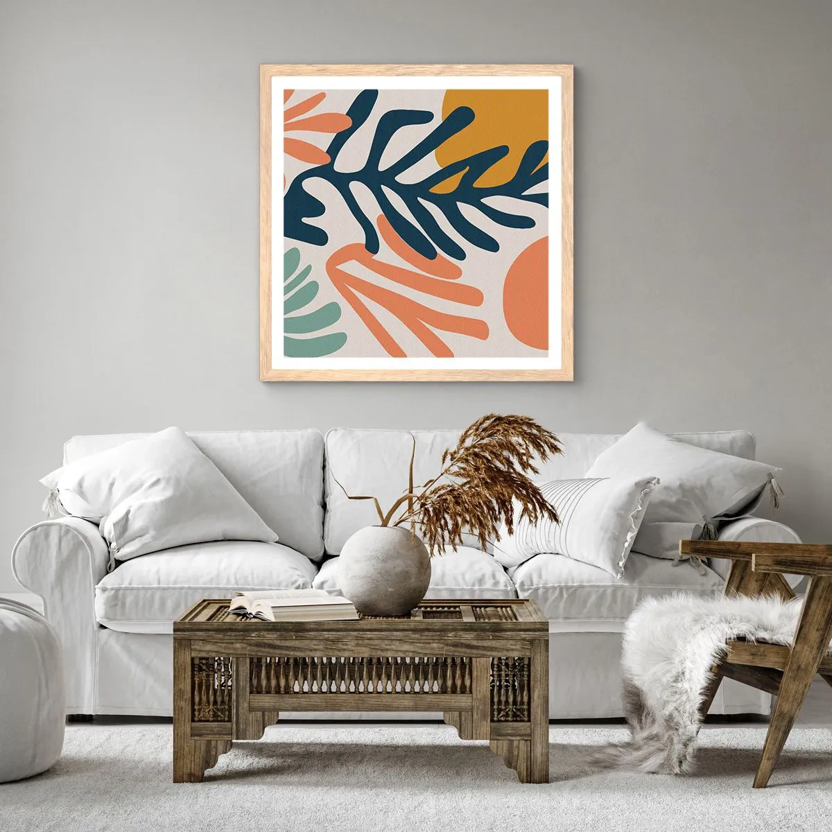 Poster in einem Rahmen aus heller Eiche - Korallenmeere - 40x40 cm
