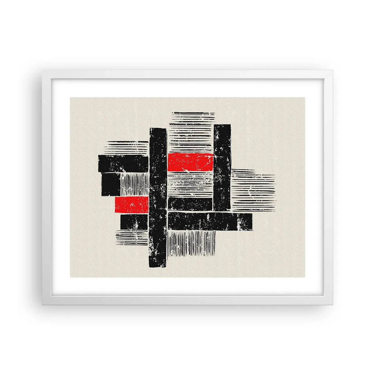 Poster in einem weißen Rahmen - Rot und Schwarz - 50x40 cm