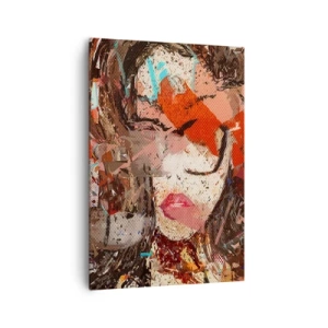 Bild auf Leinwand - Leinwandbild - Abstraktes Frauenporträt in intensiven Farben - 70x100cm - Niemand weiß, was du wirklich bist - Moderne Wanddekoration für Wohnzimmer und Schlafzimmer ARTTOR