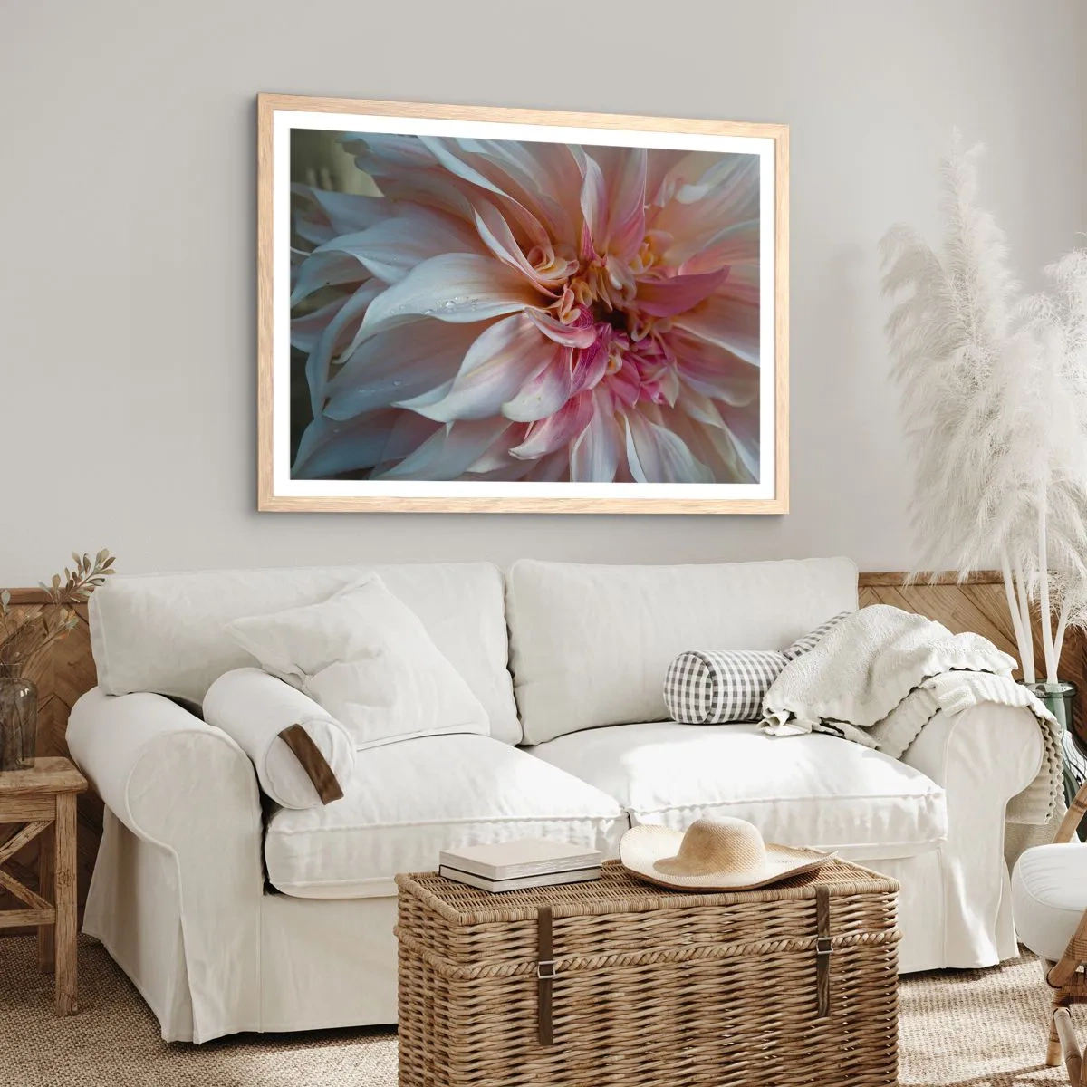 Poster in einem Rahmen aus heller Eiche - Blühende Frische - 100x70 cm