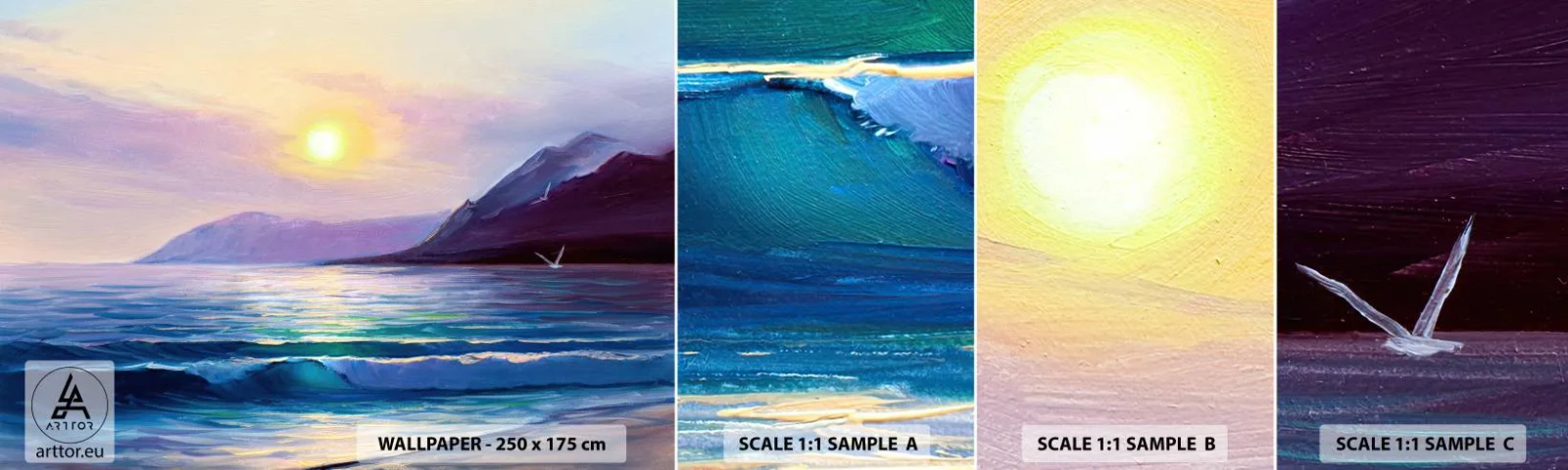 Fototapeten Muster Selbstklebend Deluxe Sticker - Wasser- und Luftkristall - Landschaft, Meer, Berge - 100x30 cm