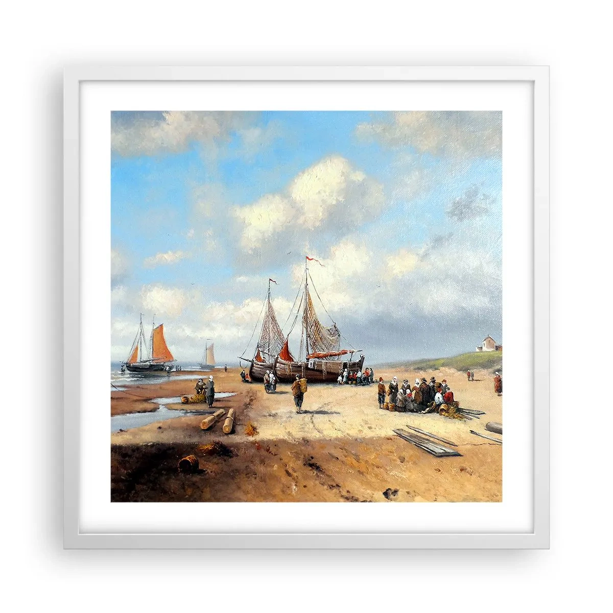 Poster in einem weißen Rahmen - Nach einem erfolgreichen Fischfang - 50x50 cm