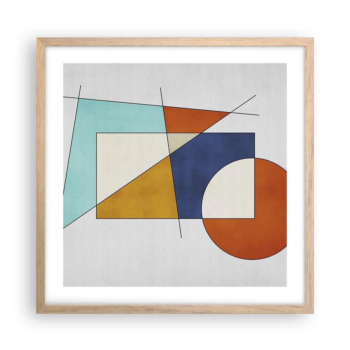 Poster in einem Rahmen aus heller Eiche - Abstraktion: modernistisches Spiel - 50x50 cm