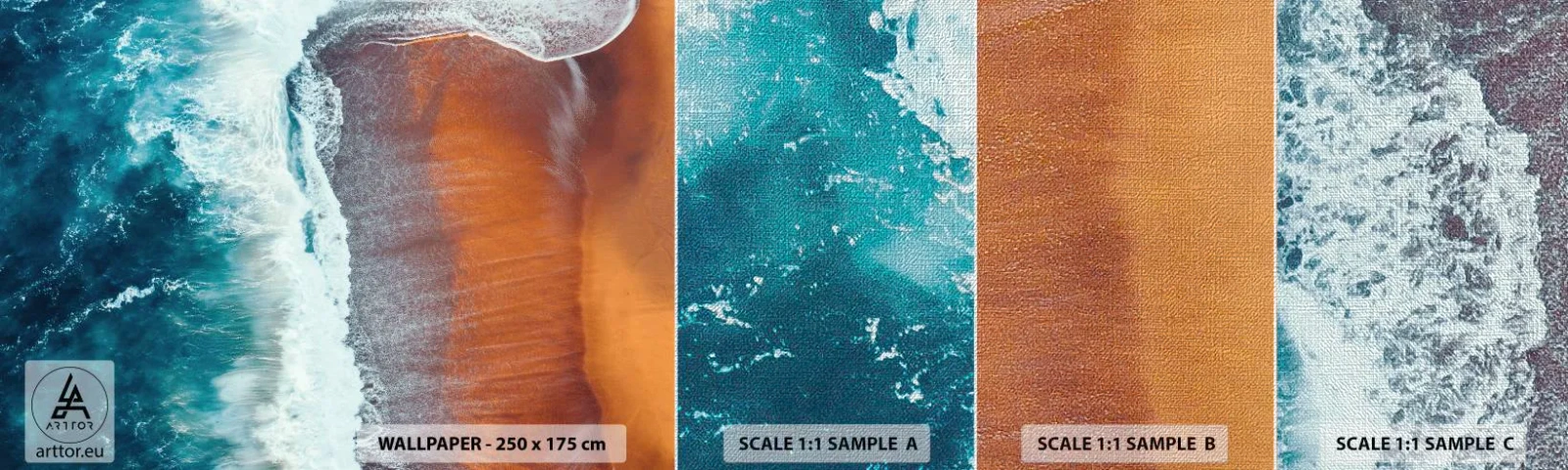 Fototapeten Muster Premium Canvas - Berührung des Ozeans - Strand, Meer, Wasser - 100x30 cm