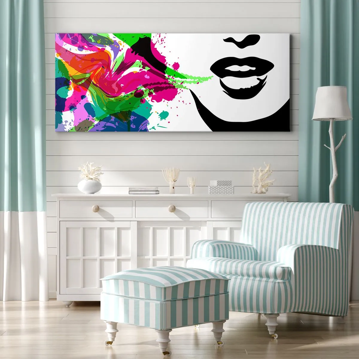 Bild auf Leinwand - Leinwandbild - Eine Geschichte in den Farben des Regenbogens - 90x30 cm