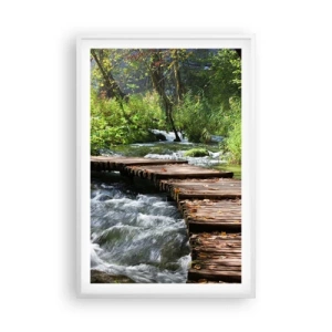 Poster in einem weißen Rahmen - Über der schaumigen Kaskade - 61x91 cm