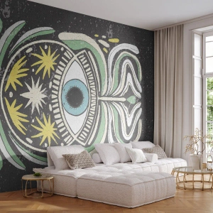 Selbstklebende Fototapete Deluxe Sticker - Stammesrituale - Boho, Auge, Pastell - 100x70 cm