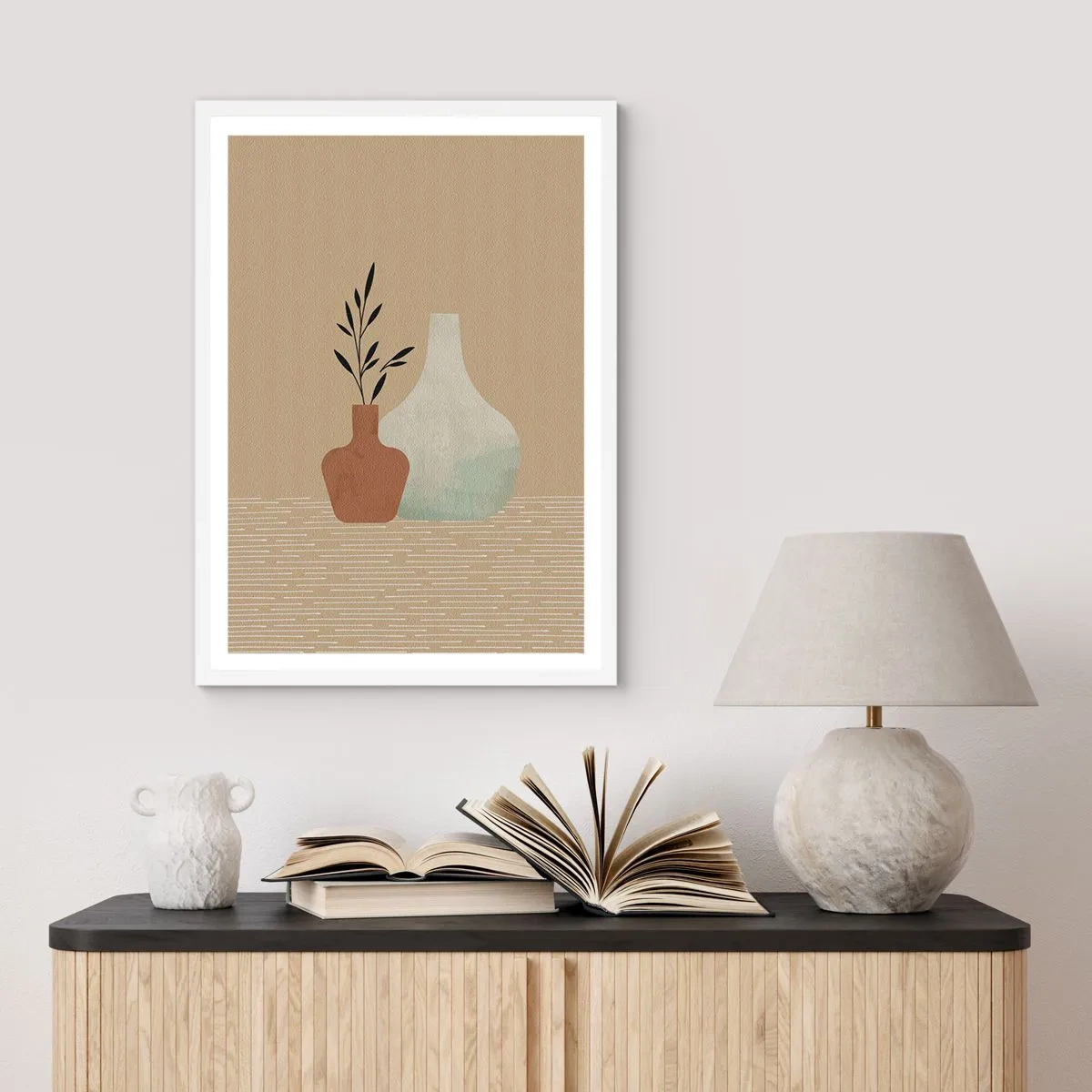 Poster in einem weißen Rahmen - Vase und ihre Idee - 70x100 cm