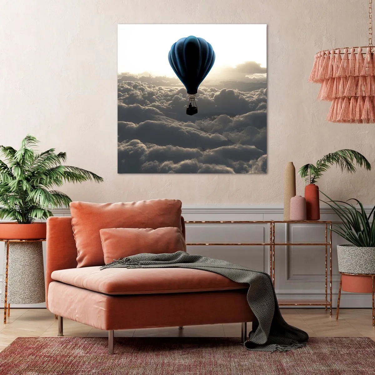 Bild auf Leinwand - Leinwandbild - Ein Wanderer über den Wolken - 50x50 cm