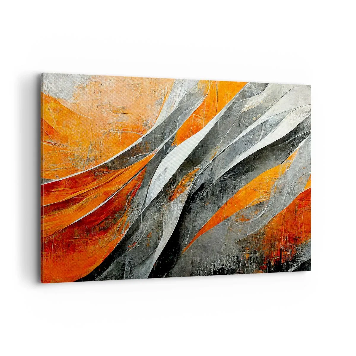 Bild auf Leinwand - Leinwandbild - Abstrakte Linien in Orange- und Grautönen - 100x70cm - Hitze und Kälte - Moderne Wanddekoration für Wohnzimmer und Schlafzimmer ARTTOR