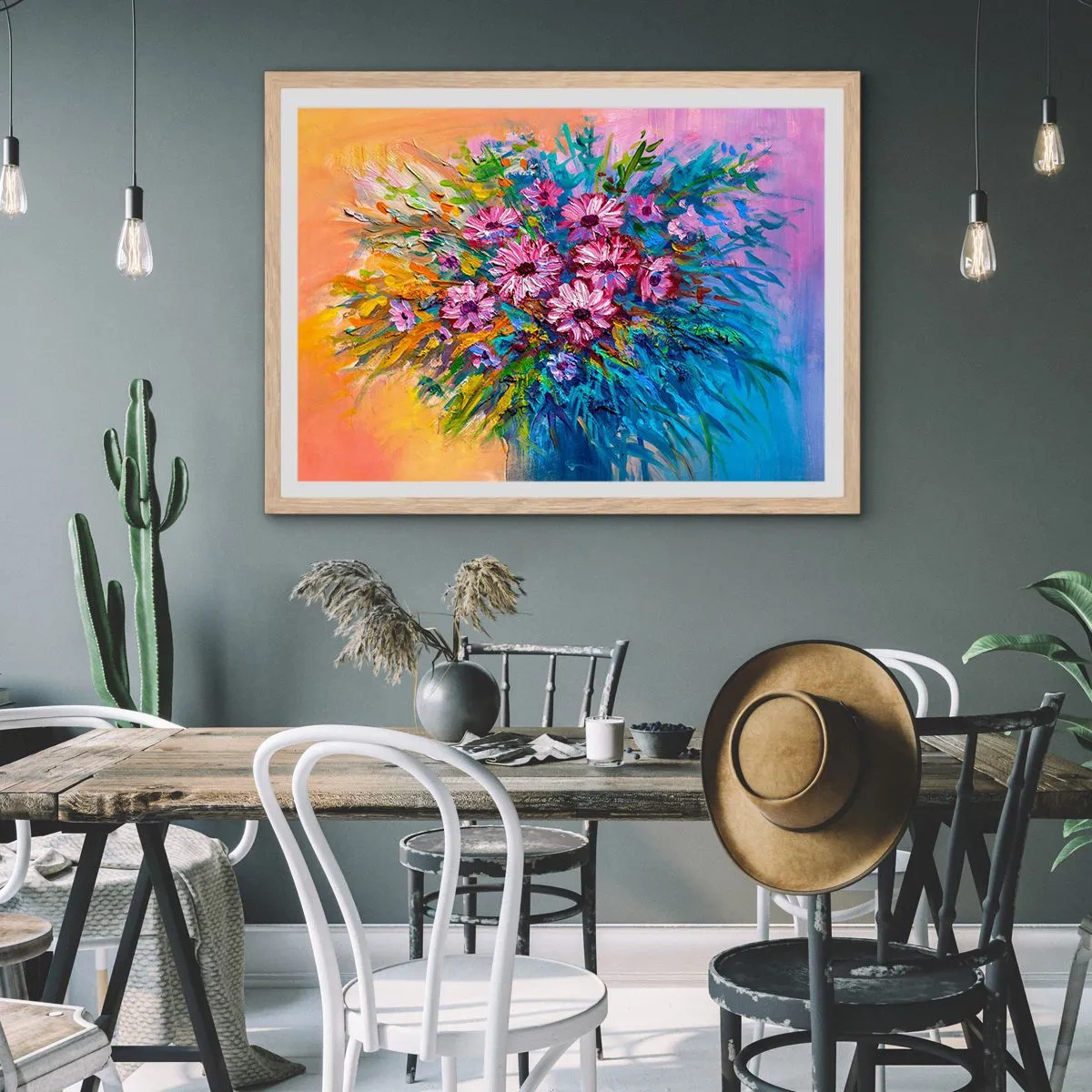 Poster in einem Rahmen aus heller Eiche - Lebensenergie - 100x70 cm