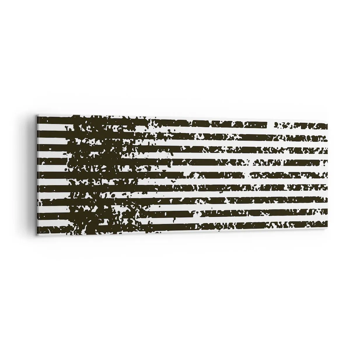 Bild auf Leinwand - Leinwandbild - Abstrakte Linien mit Distressed-Effekt in Schwarz und Weiß - 140x50cm - Rhythmus und Rauschen - Moderne Wanddekoration für Wohnzimmer und Schlafzimmer ARTTOR
