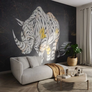 Fototapete Premium Sand - Dicke Haut ist ein Mythos - Abstraktion, Nashorn, Abstraktion - 400x280 cm