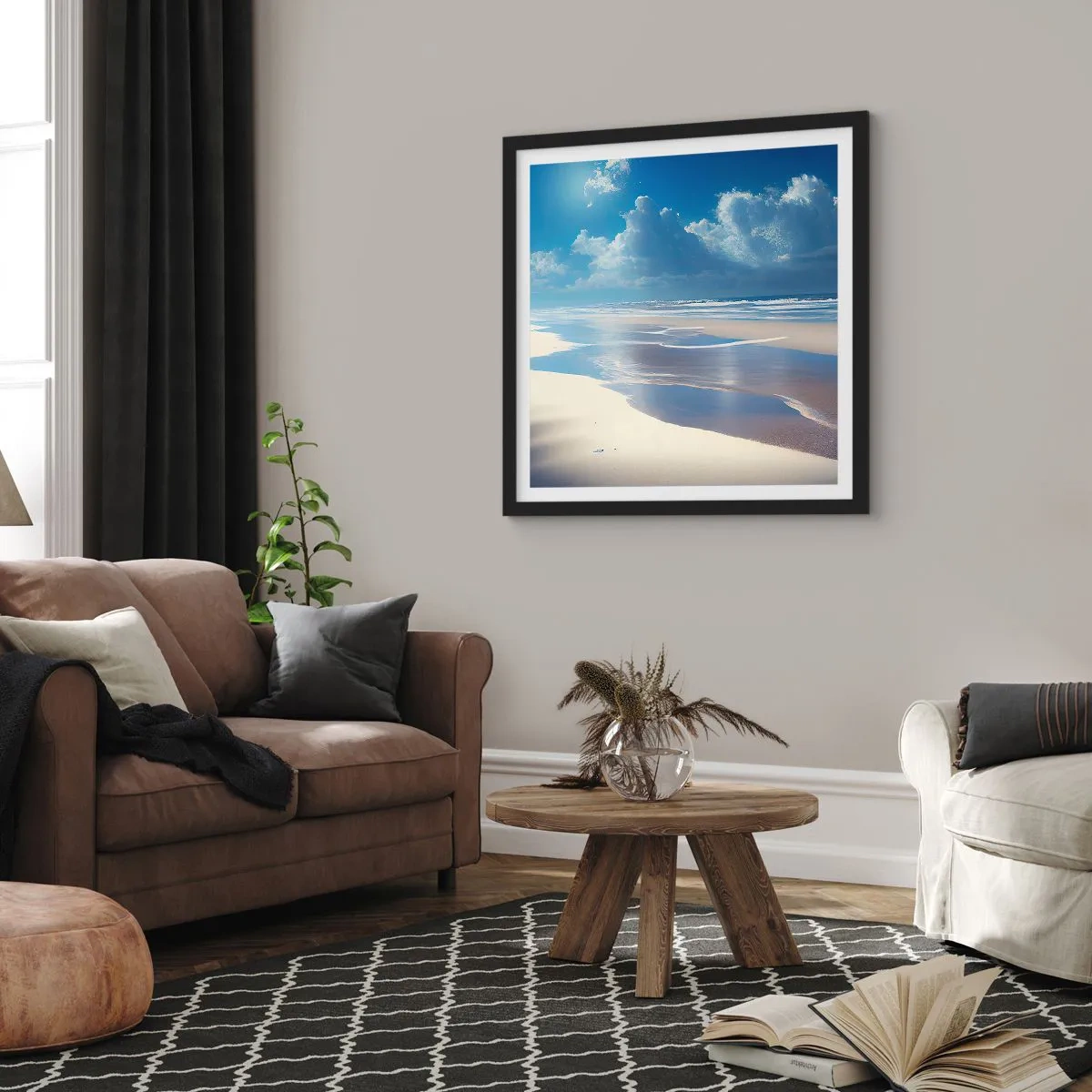 Poster in einem schwarzem Rahmen - Paradiesischer Urlaub - 50x50 cm