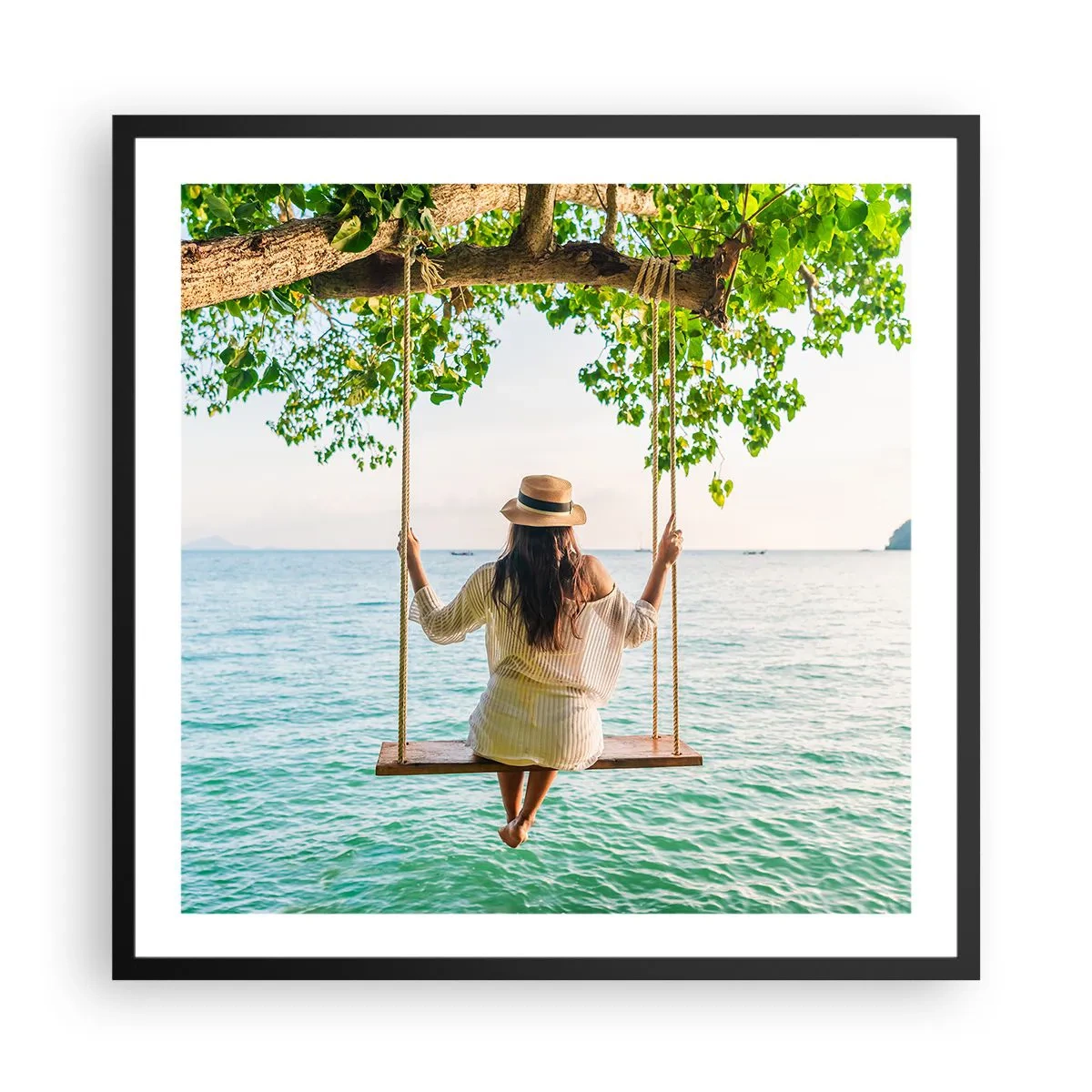 Poster in einem schwarzem Rahmen - Das Leben ist wunderschön - 60x60 cm