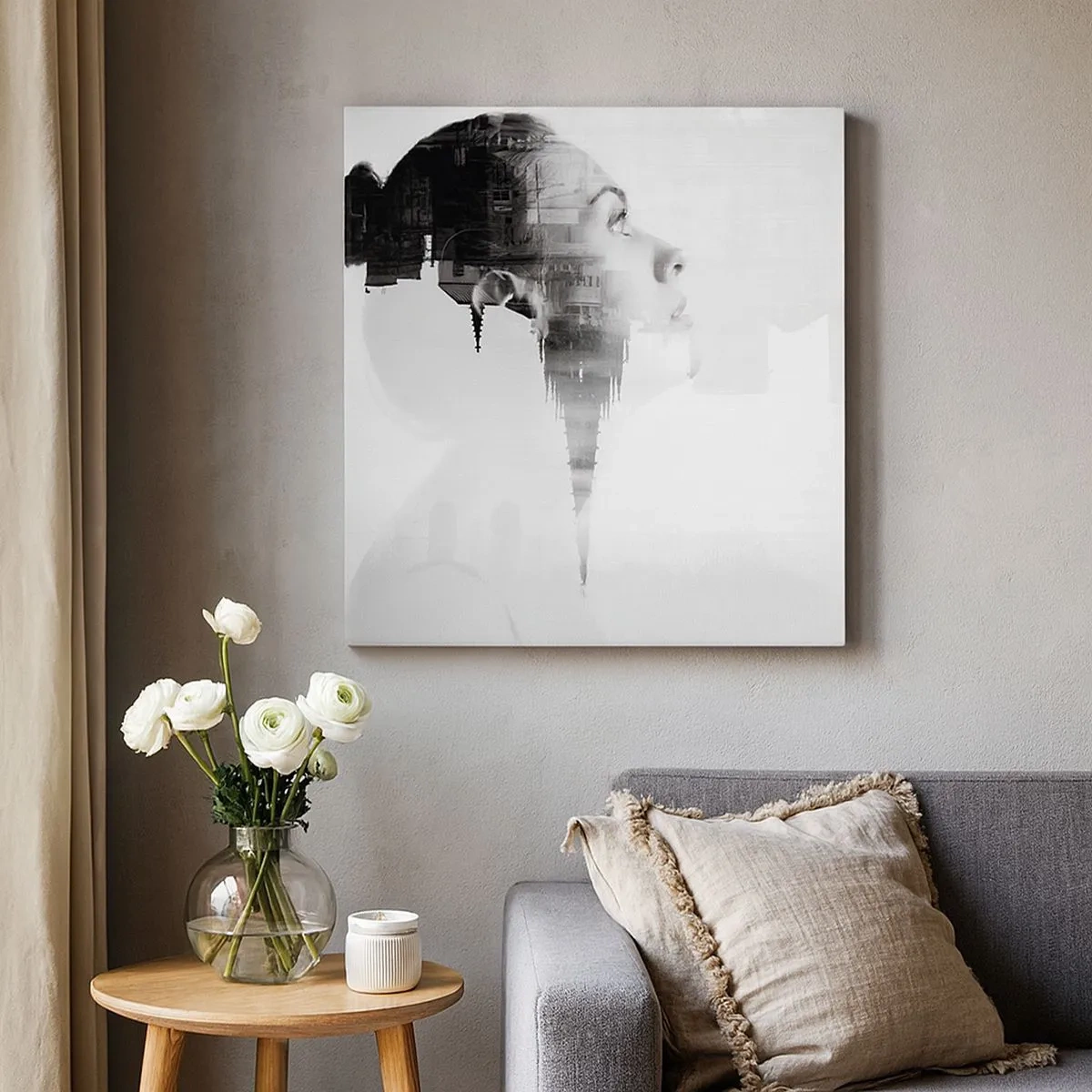 Bild auf Leinwand - Leinwandbild - Auf beiden Seiten des Glases - 30x30 cm