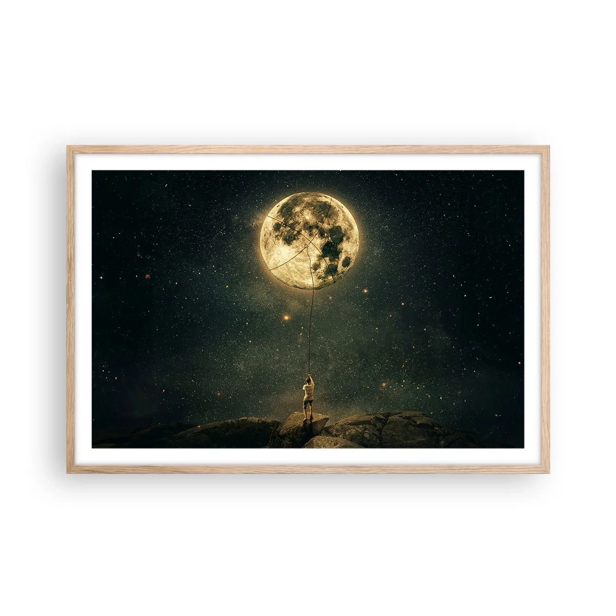 Poster in einem Rahmen aus heller Eiche - Der Mann, der den Mond gestohlen hat - 91x61 cm