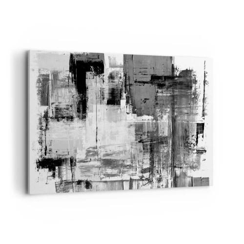 Bild auf Leinwand - Leinwandbild - Abstrakte Komposition in Schwarz, Weiß und Grau - 100x70cm - Wunderschönes Grau - Moderne Wanddekoration für Wohnzimmer und Schlafzimmer ARTTOR