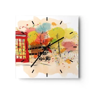 Wanduhr - Glasuhr - Die Stadt der Vielfalt - 40x40 cm