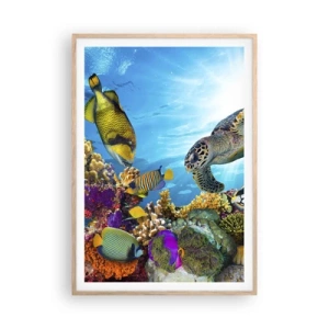 Poster in einem Rahmen aus heller Eiche - Korallenpromenade - 70x100 cm