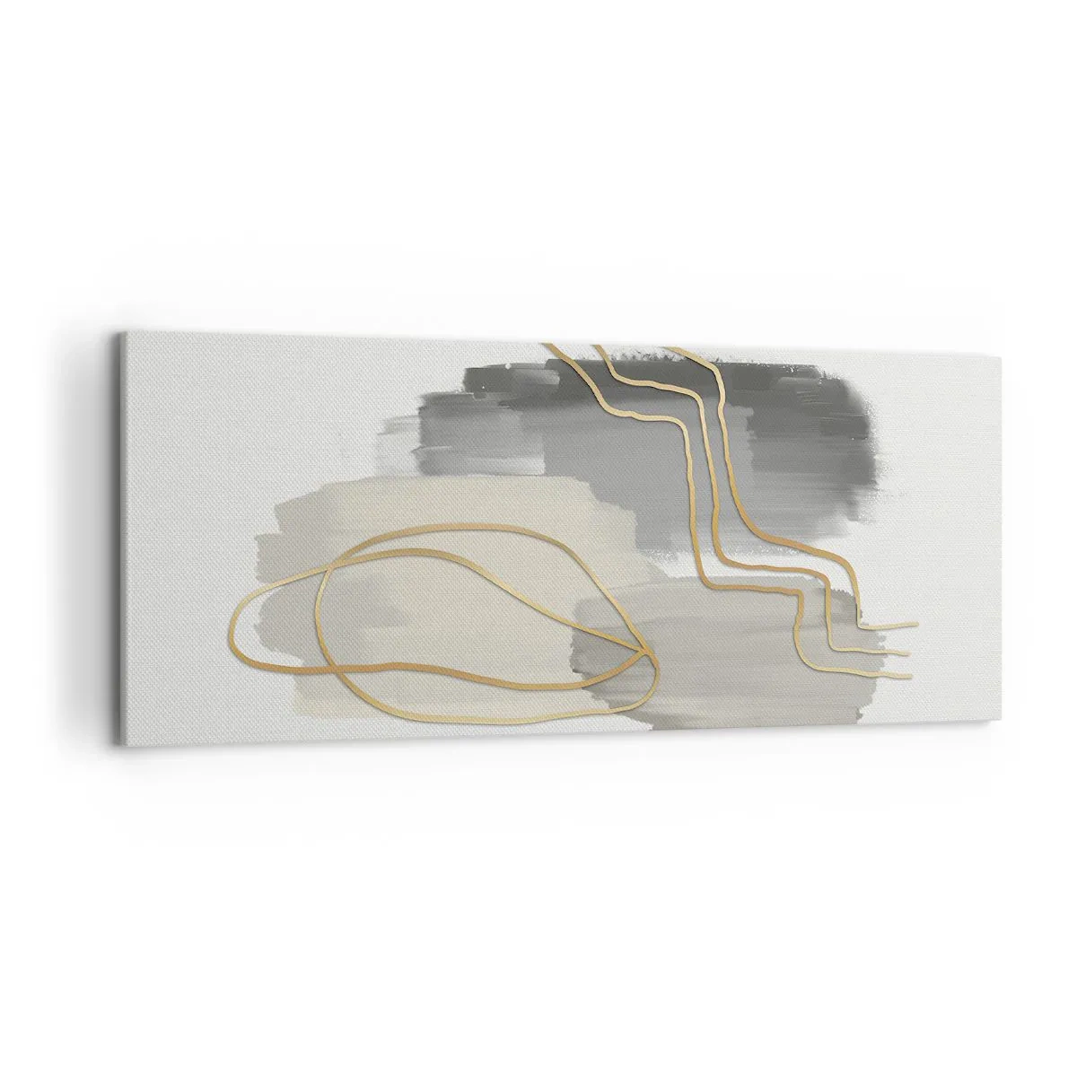 Bild auf Leinwand - Leinwandbild - Abstrakte goldene Linien auf grauem Hintergrund - 120x50cm - Dauer und Bewegung - Moderne Wanddekoration für Wohnzimmer und Schlafzimmer ARTTOR