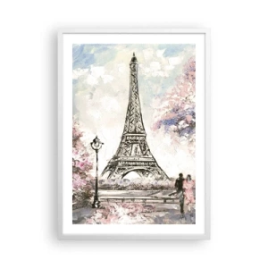 Poster in einem weißen Rahmen - Aprilspaziergang durch Paris - 50x70 cm