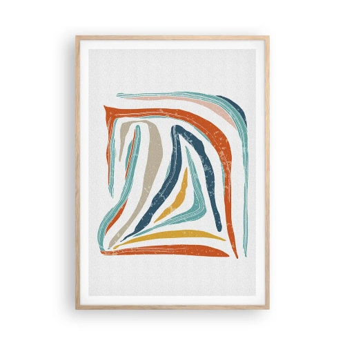 Poster in einem Rahmen aus heller Eiche - Abstraktion mit einem freundlichen Lächeln - 70x100 cm
