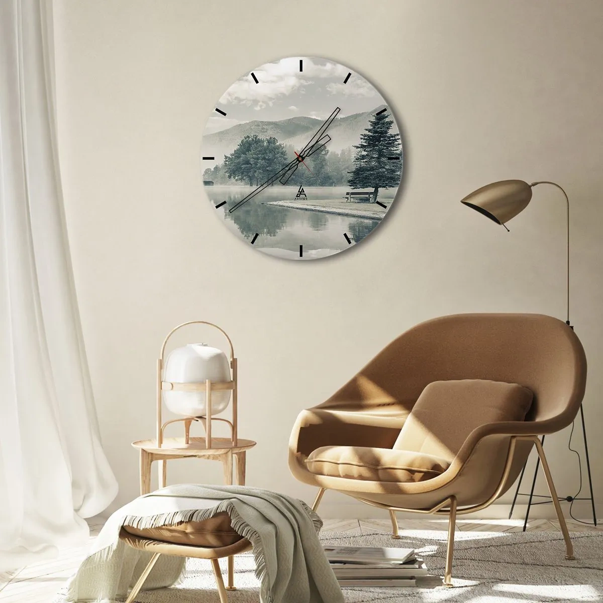Wanduhr - Glasuhr - Der See schläft noch - 30x30 cm