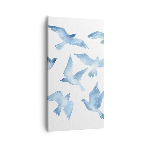 Bild auf Leinwand - Leinwandbild - Blaue Vögel - 55x100 cm