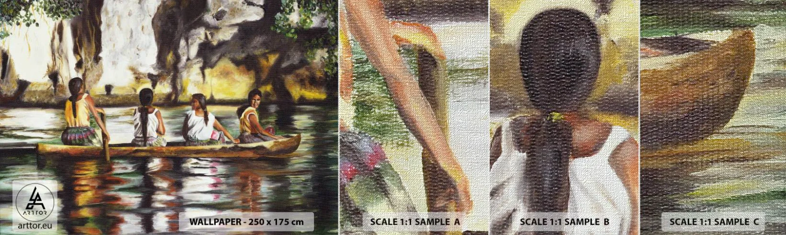 Fototapeten Muster Premium Canvas - In einem polynesischen Paradies - Reisen, Landschaft, Fluss - 100x30 cm