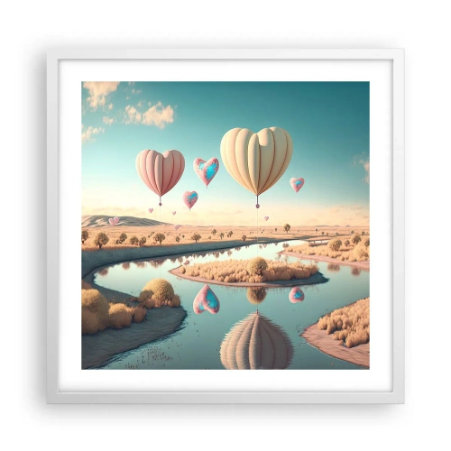 Poster in einem weißen Rahmen - Dank Liebe steigt man auf - 50x50 cm