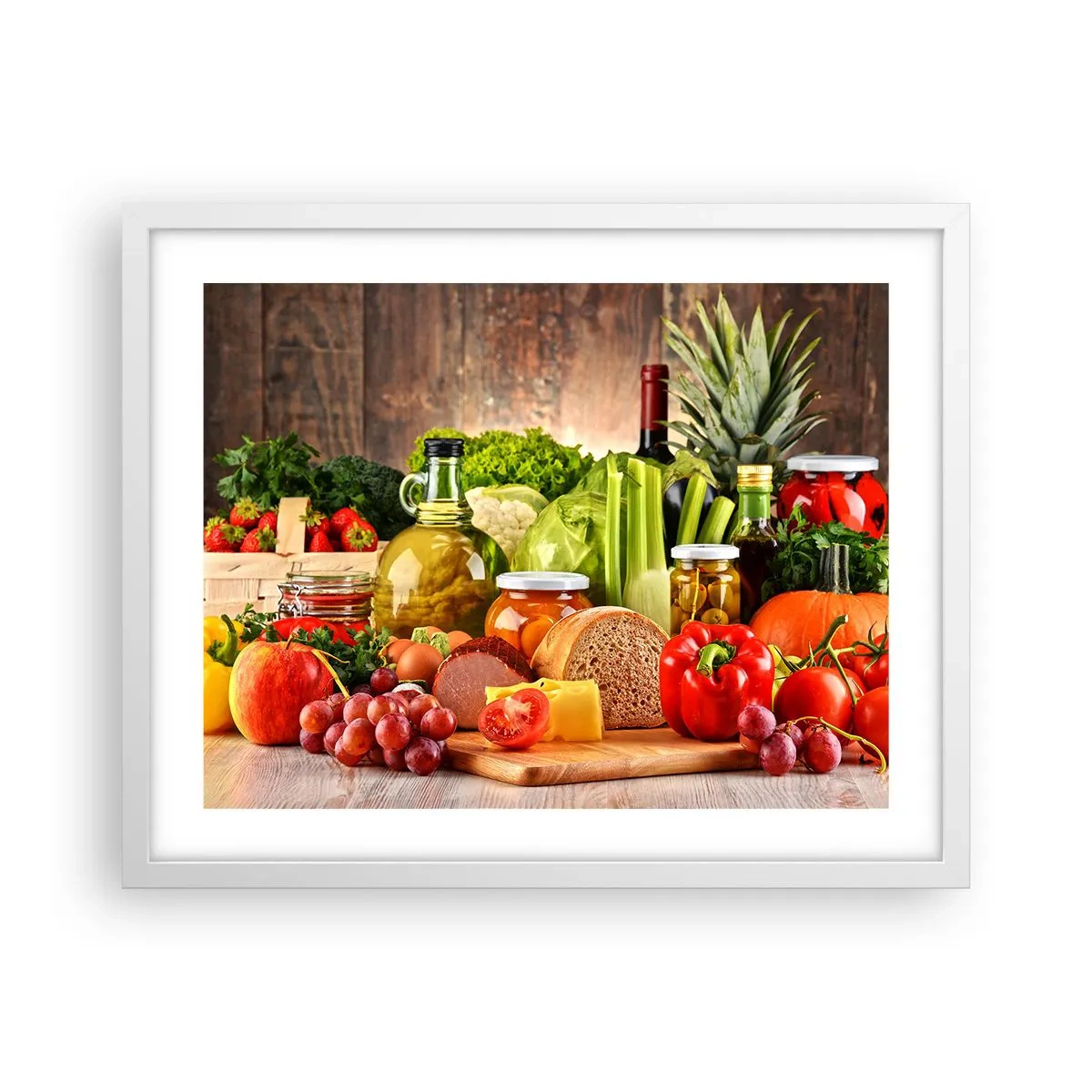 Poster in einem weißen Rahmen - Geräuchert, gebacken und eingelegt - 50x40 cm