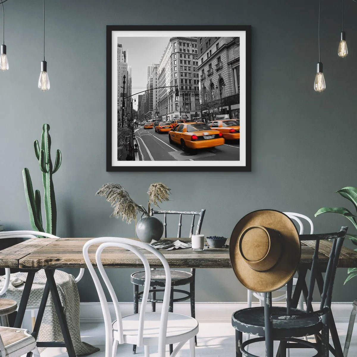 Poster in einem schwarzem Rahmen - Sonnen der Großstadt - 30x30 cm
