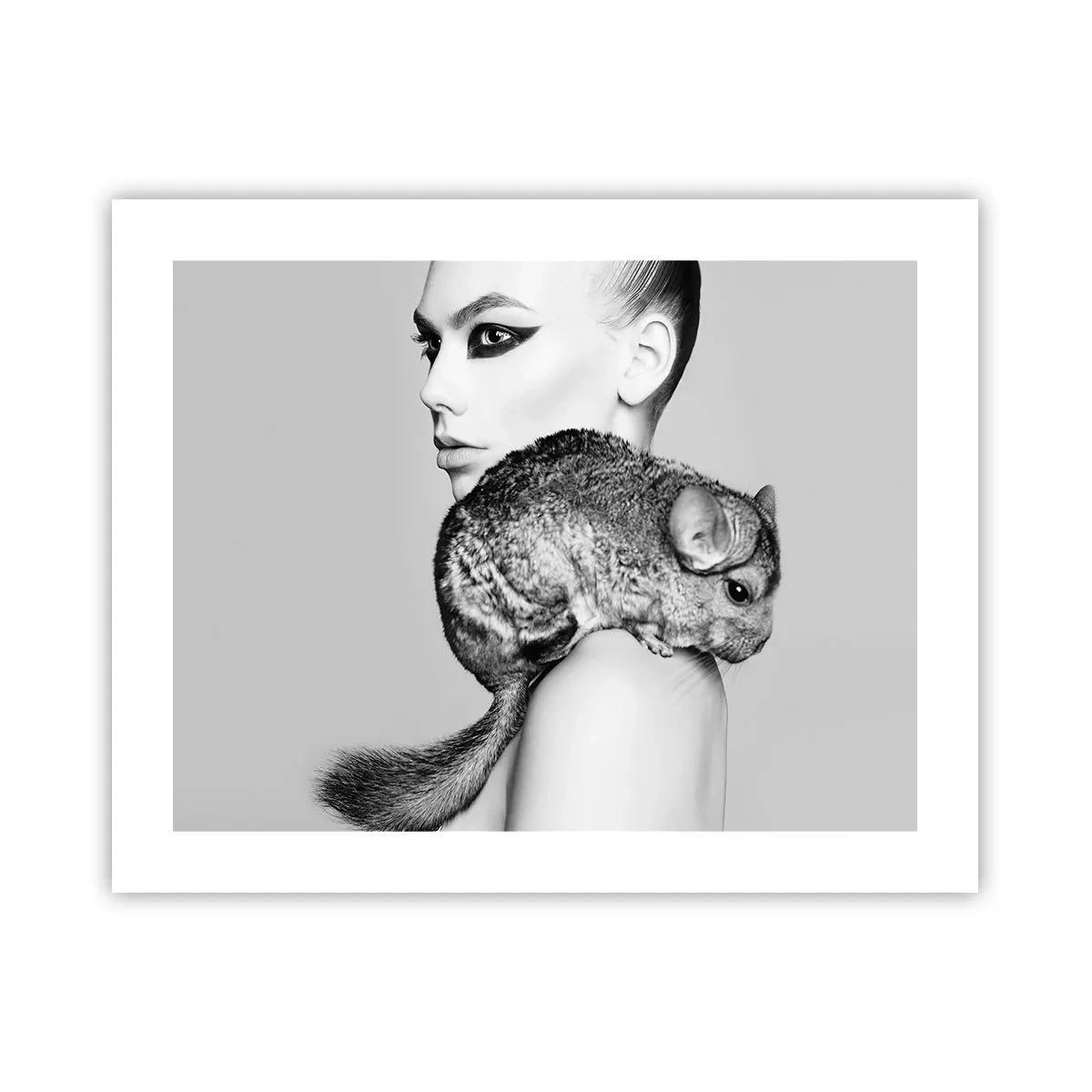 Poster - Dame mit einem Chinchilla - 50x40 cm