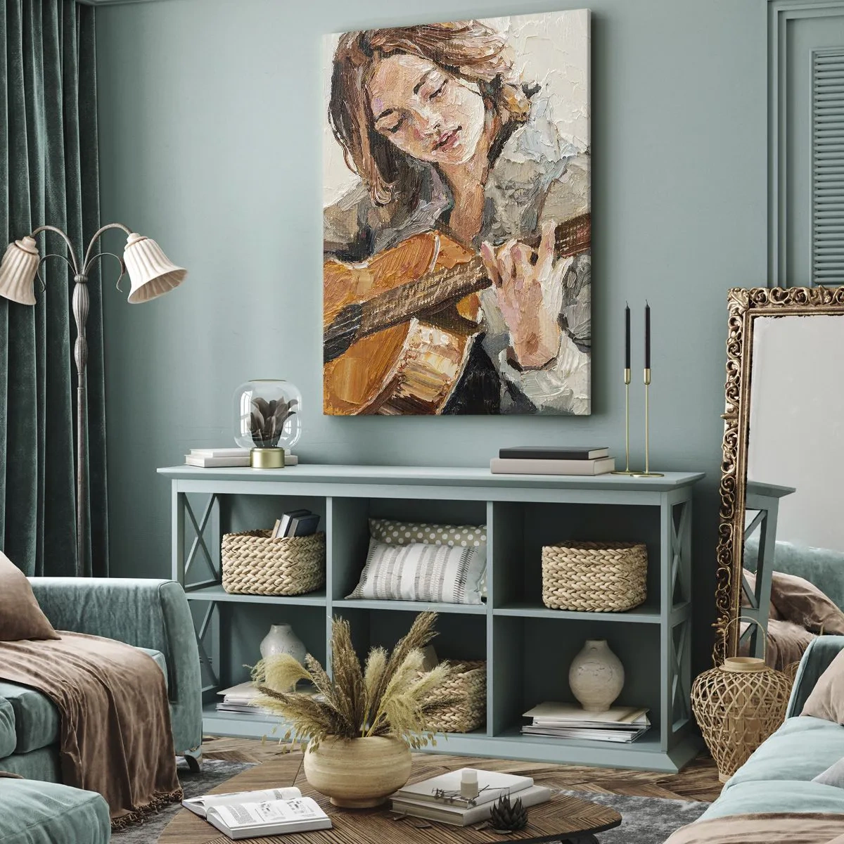 Bild auf Leinwand - Leinwandbild - Konzert für Gitarre und Mädchenherz - 55x100 cm