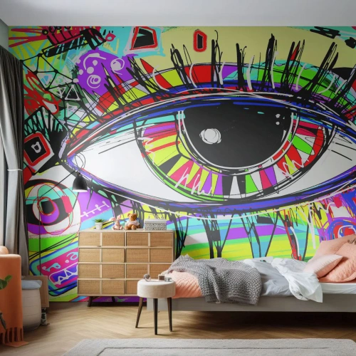 Fototapete Premium Canvas - Buntes Auge - bunte Seele - Abstraktion, Auge, Grafik - 400x280 cm